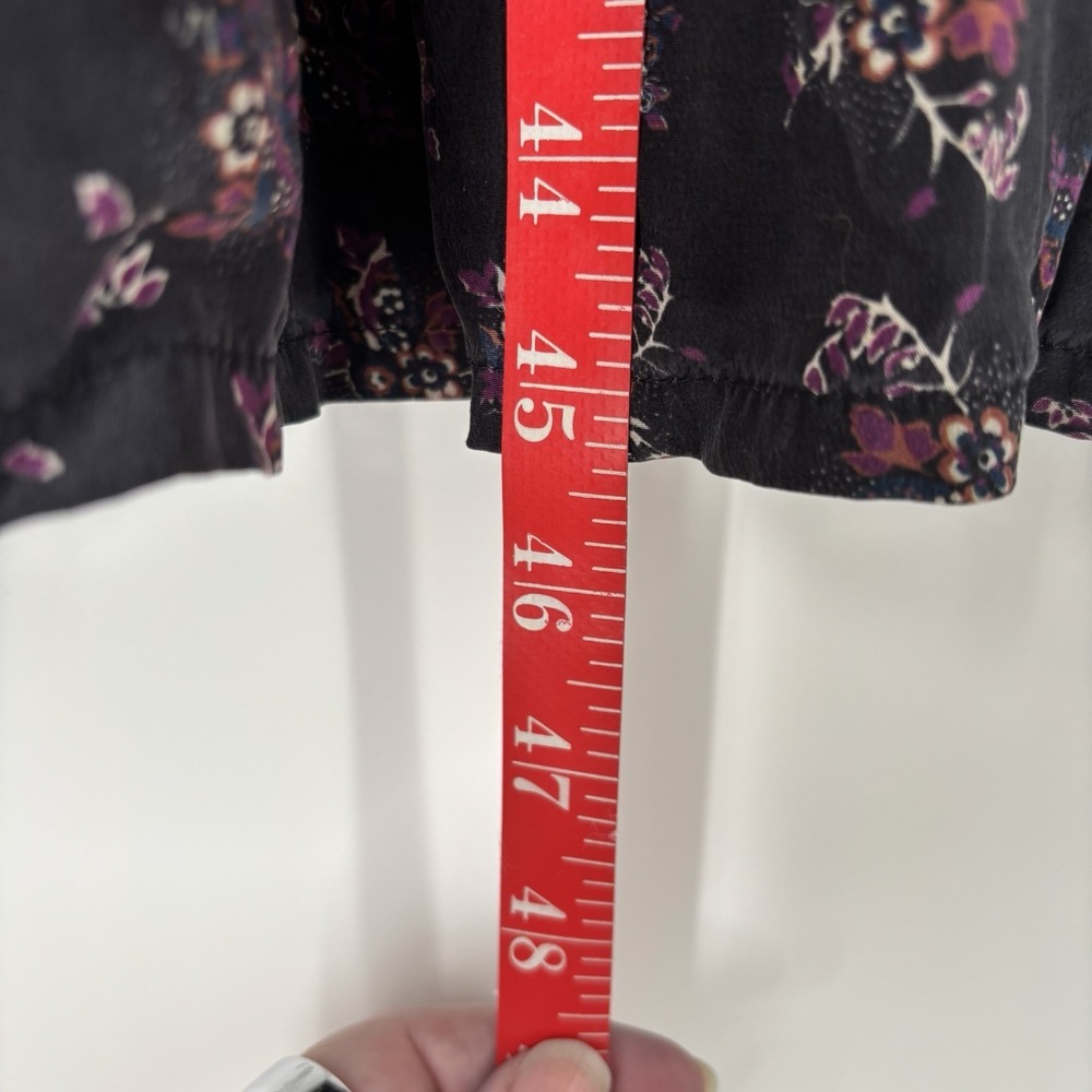 Suzie Kondi Easy Dress L Black Floral Silk Tiered Midi Boho Oversized Pockets - Picture 6 of 14